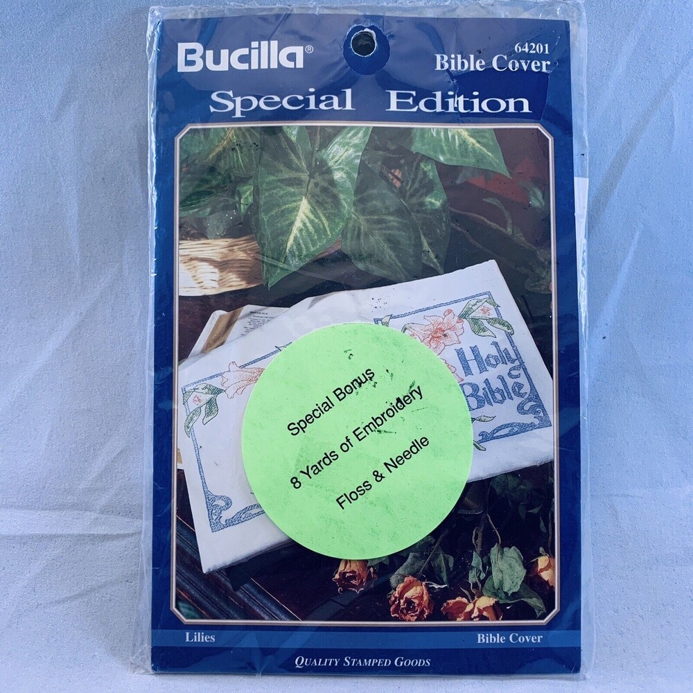 Bucilla Special Edition Lilies Bible Cover Embroidery Kit 64201 Stamped